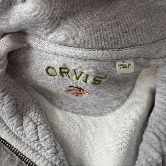 ORVIS Quarter-Zip Jacquard-knit Sweatshirt in Light Gray Size Small - Picture 11 of 11